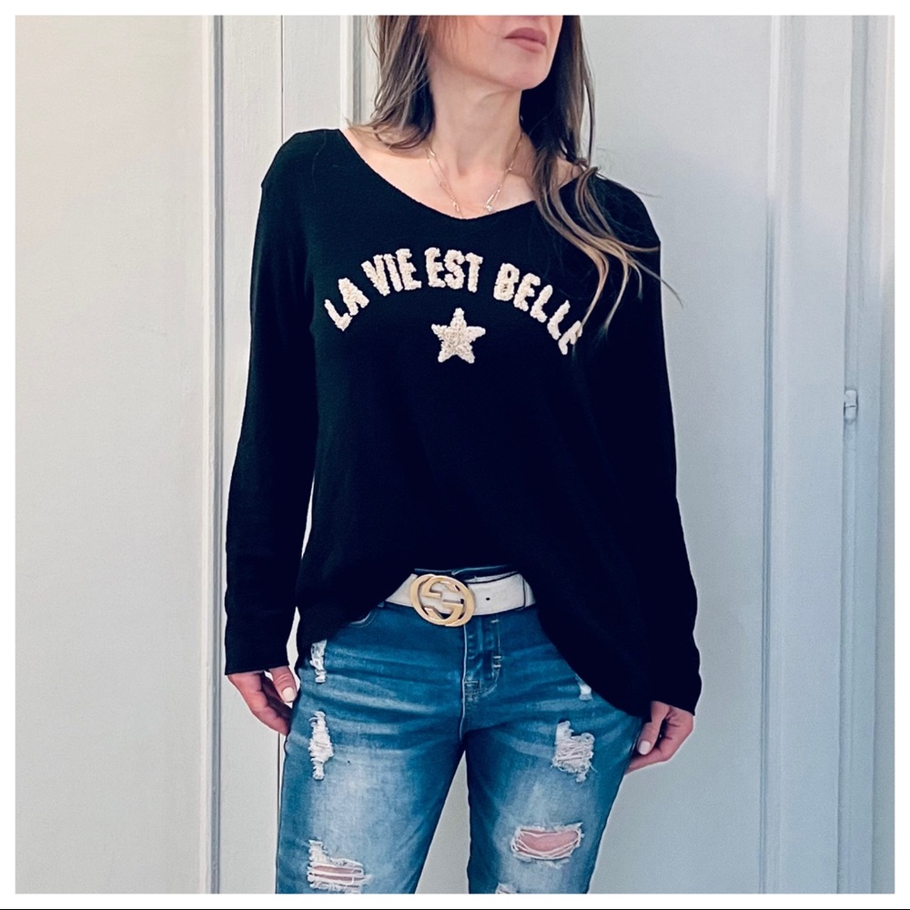 La Vie Est Belle Paris Soft Viscose Knit Sweater - Picture 2 of 8